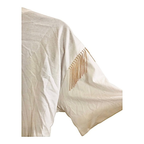 Rodeo Cowgirl gold fringe tassels White Cotton tee shirt size medium new - Picture 7 of 11